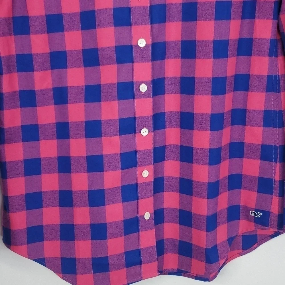 Vineyard Vines Relaxed Carmel Buffalo Check Performance Flannel Womens 4 Cotton